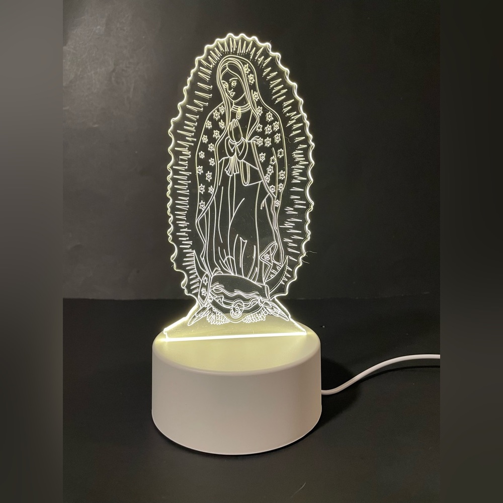 3D Virgin Of Guadalupe 8.5” LED Lamp With USB Plug New
